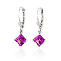 Pink Topaz Drop Earrings 3.2ctw in 9ct White Gold