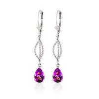 Pink Topaz Sceptre Drop Earrings 3.0ctw in 9ct White Gold