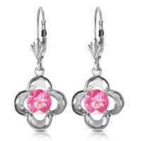 Pink Topaz Corona Drop Earrings 1.1ctw in 9ct White Gold