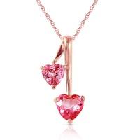 Pink Topaz Twin Heart Pendant Necklace 1.4ctw in 9ct Rose Gold