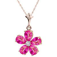 pink topaz and diamond flower petal pendant necklace 22ctw in 9ct rose ...