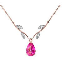 Pink Topaz and Diamond Vine Branch Pendant Necklace 1.5ct in 9ct Rose Gold