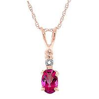 Pink Topaz and Diamond Pendant Necklace 0.45ct in 9ct Rose Gold