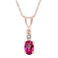 pink topaz and diamond pendant necklace 045ct in 9ct rose gold