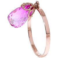 pink topaz crown briolette ring 30ct in 9ct rose gold