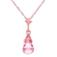 pink topaz droplet briolette pendant necklace 25ct in 9ct rose gold