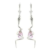 Pink Topaz and Diamond Serpent Earrings 4.5ctw in 9ct White Gold