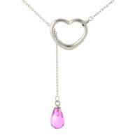 pink topaz briolette pendant necklace 225ct in 9ct white gold