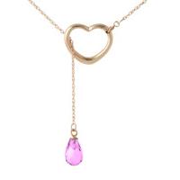 Pink Topaz Briolette Pendant Necklace 2.25ct in 9ct Rose Gold