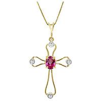 pink topaz and diamond venetian cross pendant necklace 045ct in 9ct go ...