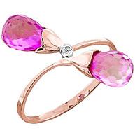 Pink Topaz and Diamond Duo Ring 2.5ctw in 9ct Rose Gold