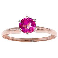 pink topaz crown solitaire ring 065ct in 9ct rose gold