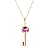 Pink Topaz Key Charm Pendant Necklace 0.5ct in 9ct Rose Gold