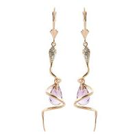 Pink Topaz and Diamond Serpent Earrings 4.5ctw in 9ct Rose Gold