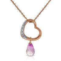 Pink Topaz and Diamond Pendant Necklace 2.25ct in 9ct Rose Gold