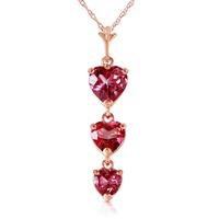 pink topaz triple heart pendant necklace 303ctw in 9ct rose gold