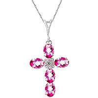 pink topaz and diamond rio cross pendant necklace 173ctw in 9ct white  ...