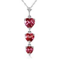 Pink Topaz Triple Heart Pendant Necklace 3.03ctw in 9ct White Gold