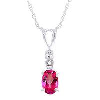 Pink Topaz and Diamond Pendant Necklace 0.45ct in 9ct White Gold