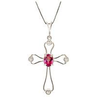 pink topaz and diamond venetian cross pendant necklace 045ct in 9ct wh ...