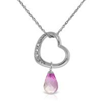 Pink Topaz and Diamond Pendant Necklace 2.25ct in 9ct White Gold