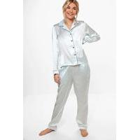 pj with contrast piping pale blue