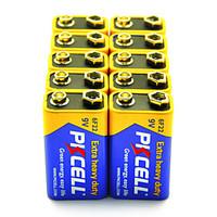 pkcell 6f22 9v carbon zinc battery 10 pack extra heavy duty