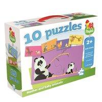 playlab 10 in 1 jumbo mother and baby animals jigsaw puzzles