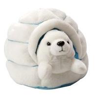 plush igloo with harp seal 25cm