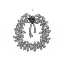 Plastic Silver Glitter Finish 19cm Wreath Decoration