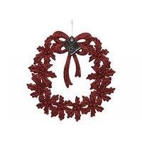 Plastic Red Glitter Finish 19cm Wreath Decoration