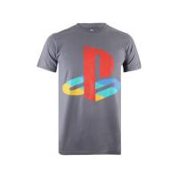 playstation mens retro logo t shirt charcoal m