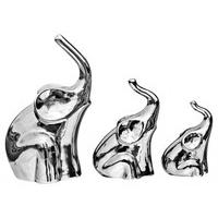 Platinum Set of Three Elephants Sculpture