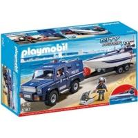 playmobil city action police truck with speedboat 5187