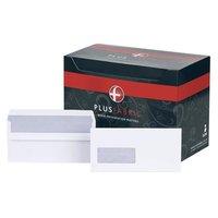Plus Fabric Envelopes Wallet Press Seal Window 110gsm DL White [Pack 500]