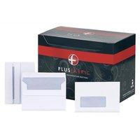 Plus Fabric Envelopes Wallet Press Seal Window 110gsm C6 White [Pack 500]
