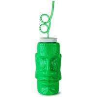Plastic Tiki Head Cup with Krazy Straw 23.2oz / 660ml (Set of 4 Assorted Colours)
