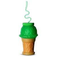 Plastic Ice Cream Cone Shaped Cup with Krazy Straw 17.6oz / 500ml (Single)