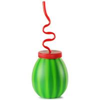 Plastic Watermelon Cup with Krazy Straw 14.4oz / 410ml (Case of 24)