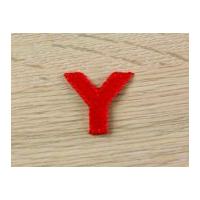 Plain Red Embroidered Alphabet Iron On Motif Applique Red Letter Y