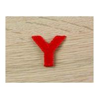 plain red embroidered alphabet iron on motif applique red letter y