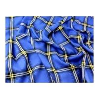 Plaid Check Polyester & Viscose Tartan Suiting Dress Fabric Royal Blue