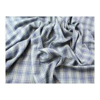 Plaid Check Polyester & Viscose Twill Suiting Dress Fabric Blue