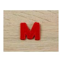 plain red embroidered alphabet iron on motif applique red letter m