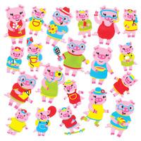 Playful Pig Foam Stickers (Per 3 packs)