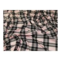 Plaid Check Print Soft Viscose Stretch Jersey Knit Dress Fabric Black & Pink