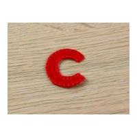 Plain Red Embroidered Alphabet Iron On Motif Applique Red Letter C