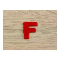 plain red embroidered alphabet iron on motif applique red letter f