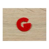 Plain Red Embroidered Alphabet Iron On Motif Applique Red Letter G