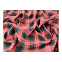 Plaid Check Polyester & Viscose Tartan Suiting Dress Fabric Black, Red & Grey